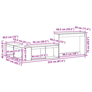 Κομοδίνο με Γραφείο Καφέ Κεριού 222x107x75 εκ Μασίφ Ξύλο Πεύκου