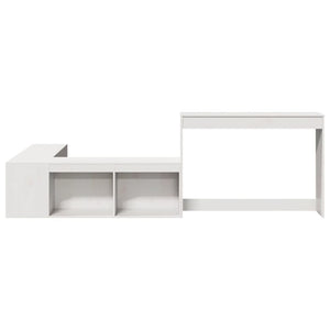 Κομοδίνο με Γραφείο Λευκό 232x112x75 εκ. από Μασίφ Ξύλο Πεύκου - Pakobazaar