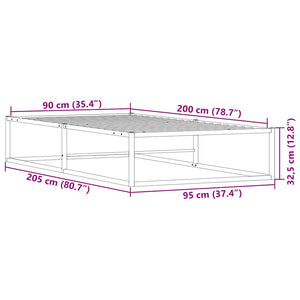 Πλαίσιο κρεβατιού χωρίς στρώμα Λευκό 90x200 cm Μεταλλικό - Pakobazaar