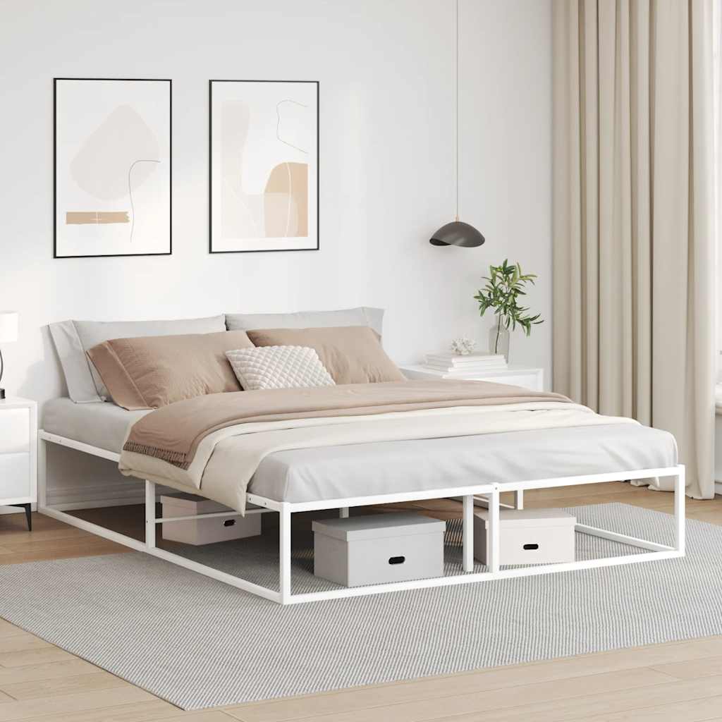 Πλαίσιο κρεβατιού χωρίς στρώμα Λευκό 160x200 cm Μεταλλικό - Pakobazaar