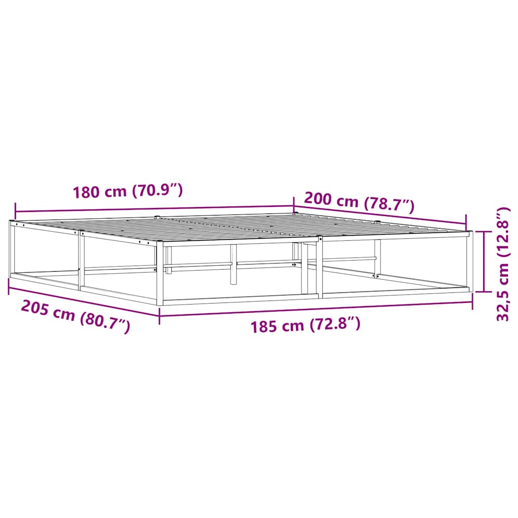 Πλαίσιο κρεβατιού χωρίς στρώμα Λευκό 180x200 cm Μεταλλικό - Pakobazaar