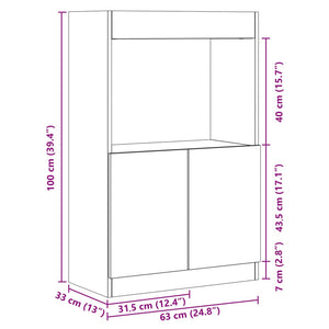 Ντουλάπι Sonoma Δρυς 63x33x100 εκ. από Επεξεργασμένο Ξύλο