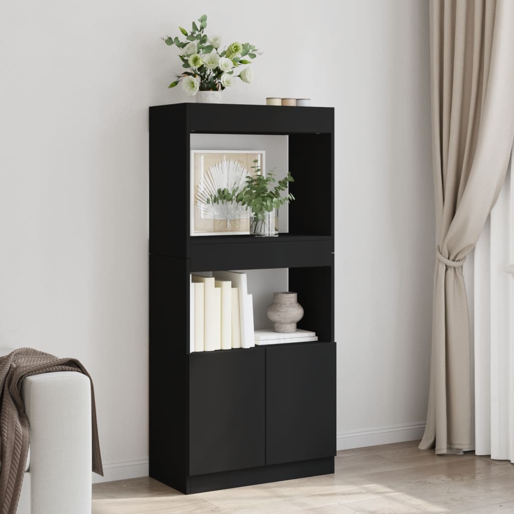 Ντουλάπι Μαύρο 63x33x140 εκ. από Επεξεργασμένο Ξύλο