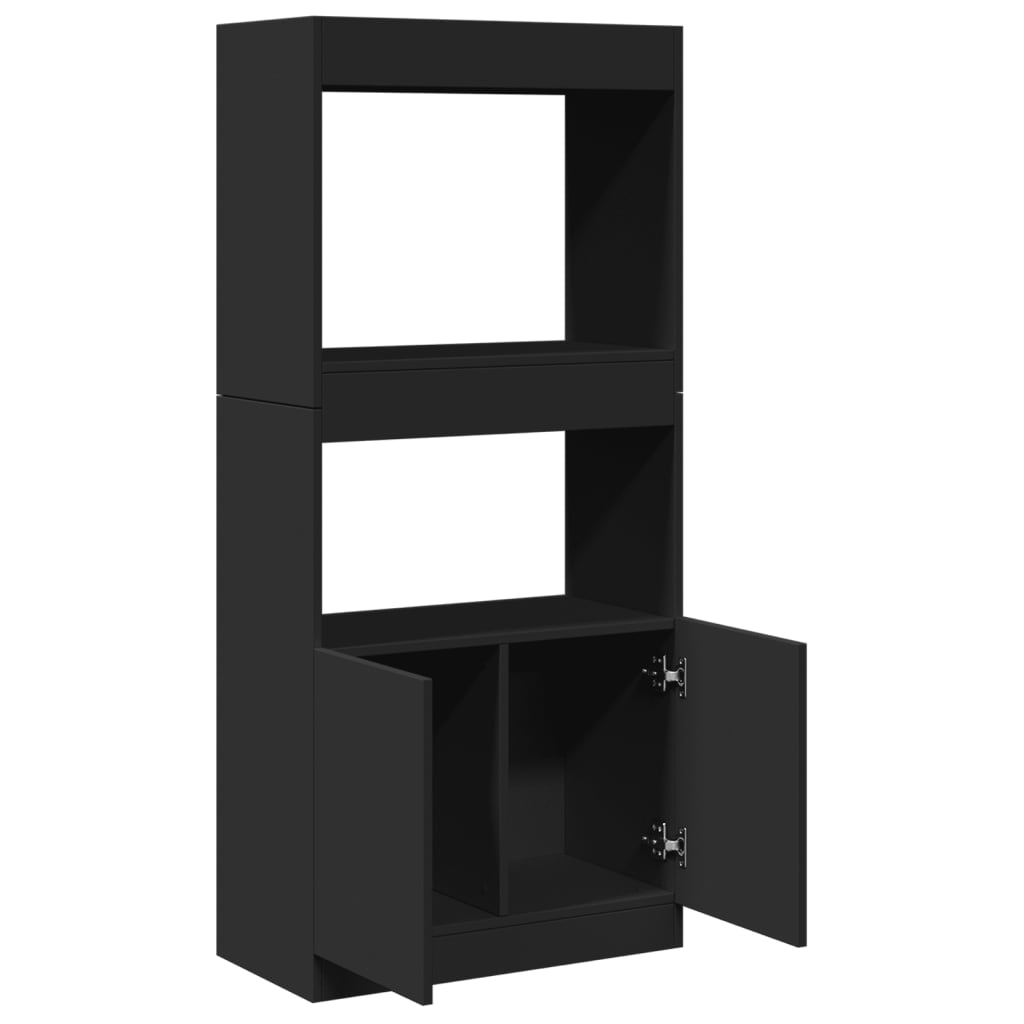 Ντουλάπι Μαύρο 63x33x140 εκ. από Επεξεργασμένο Ξύλο