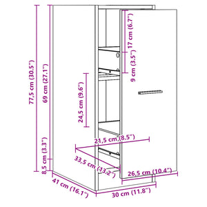Συρταριέρα Γενικής Χρήσης Sonoma Δρυς 30x41x77,5 εκ Επεξ. Ξύλο