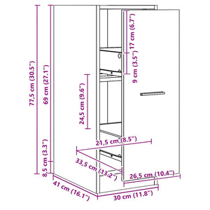 Συρταριέρα Γενικής Χρήσης Artisian Δρυς 30x41x77,5 εκ. Επ. Ξύλο