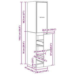 Ντουλάπι Φαρμακείου Χειροποίητο Δρυς 30x41x144,5 εκ. από Τεχνητό Ξύλο - Pakobazaar