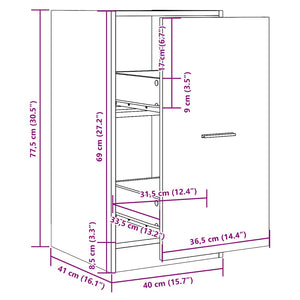 Συρταριέρα Γενικής Χρήσης Λευκή 40x41x77,5 εκ. Επεξ. Ξύλο