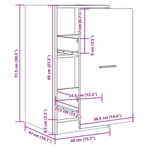 Συρταριέρα Γενικής Χρήσης Μαύρο 40x41x77,5 εκ. Επεξ. Ξύλο