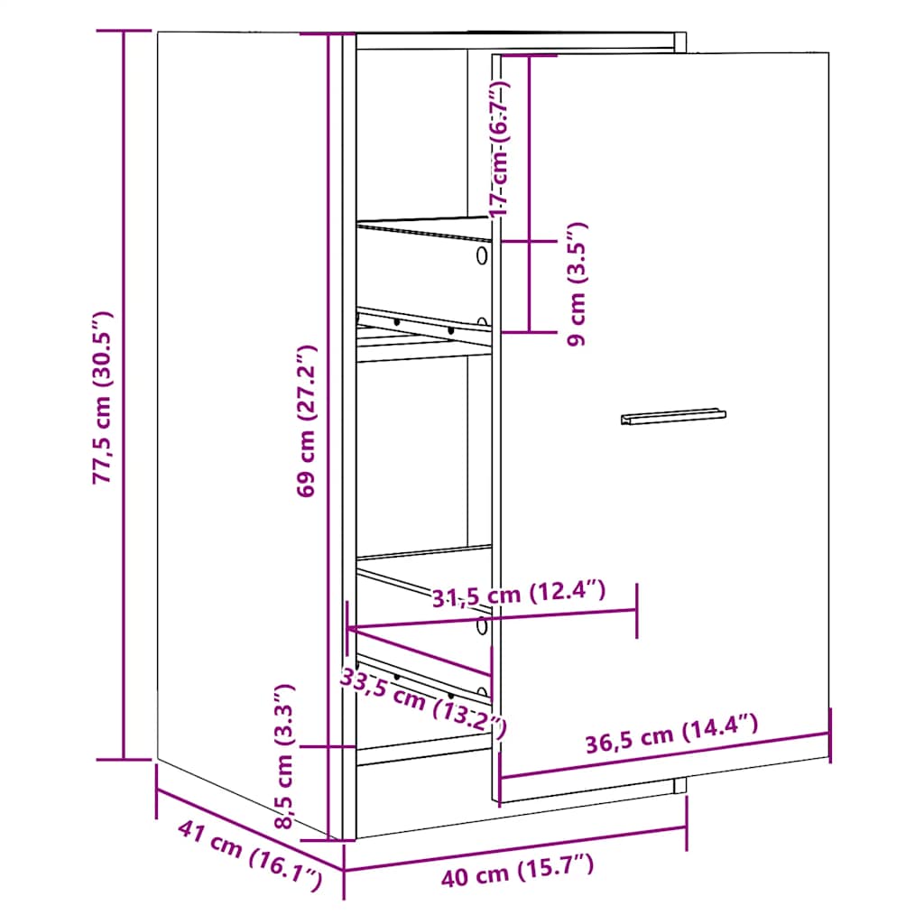 Συρταριέρα Γενικής Χρήσης Sonoma Δρυς 40x41x77,5 εκ Επεξ. Ξύλο