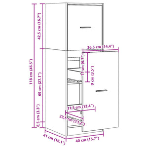 Συρταριέρα Γενικής Χρήσης Καφέ Δρυς 40x41x118 εκ. Επεξ. Ξύλο