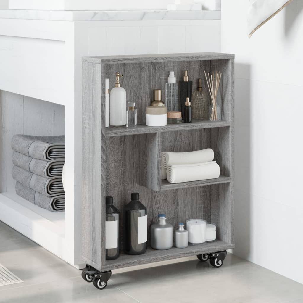 Τρόλεϊ Αποθήκευσης Στενό Γκρι Sonoma 48x13x68 εκ. Επεξ. Ξύλο