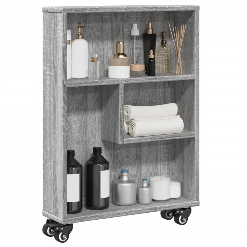 Τρόλεϊ Αποθήκευσης Στενό Γκρι Sonoma 48x13x68 εκ. Επεξ. Ξύλο