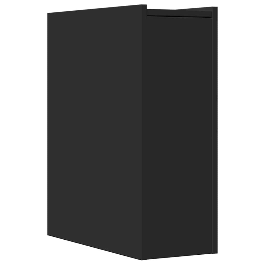 Ντουλάπι Μπάνιου Στενό με Ροδάκια Μαύρο Επεξ. Ξύλο