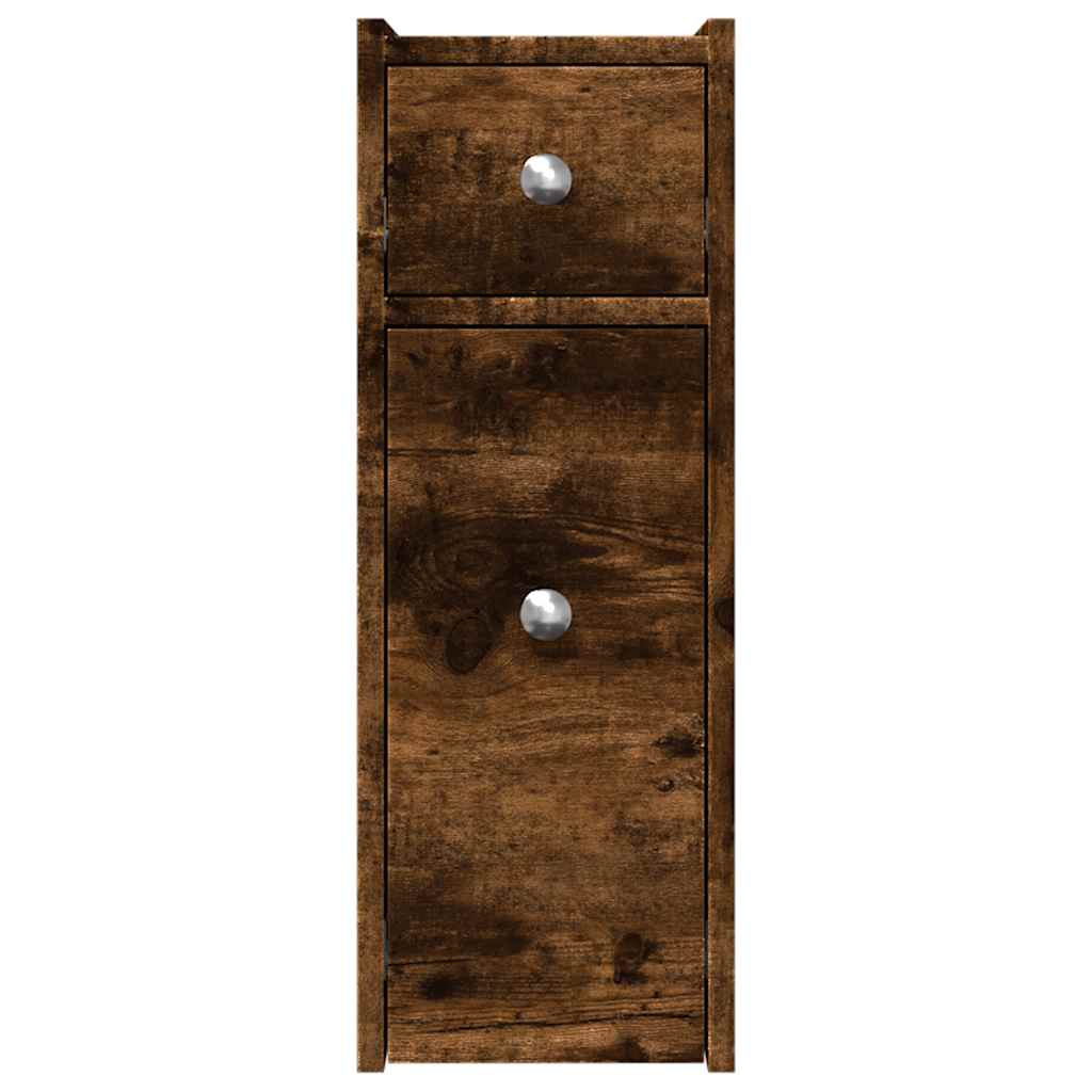 Ντουλάπι Μπάνιου Στενό με Ροδάκια Καπνιστή Δρυς Επεξ. Ξύλο