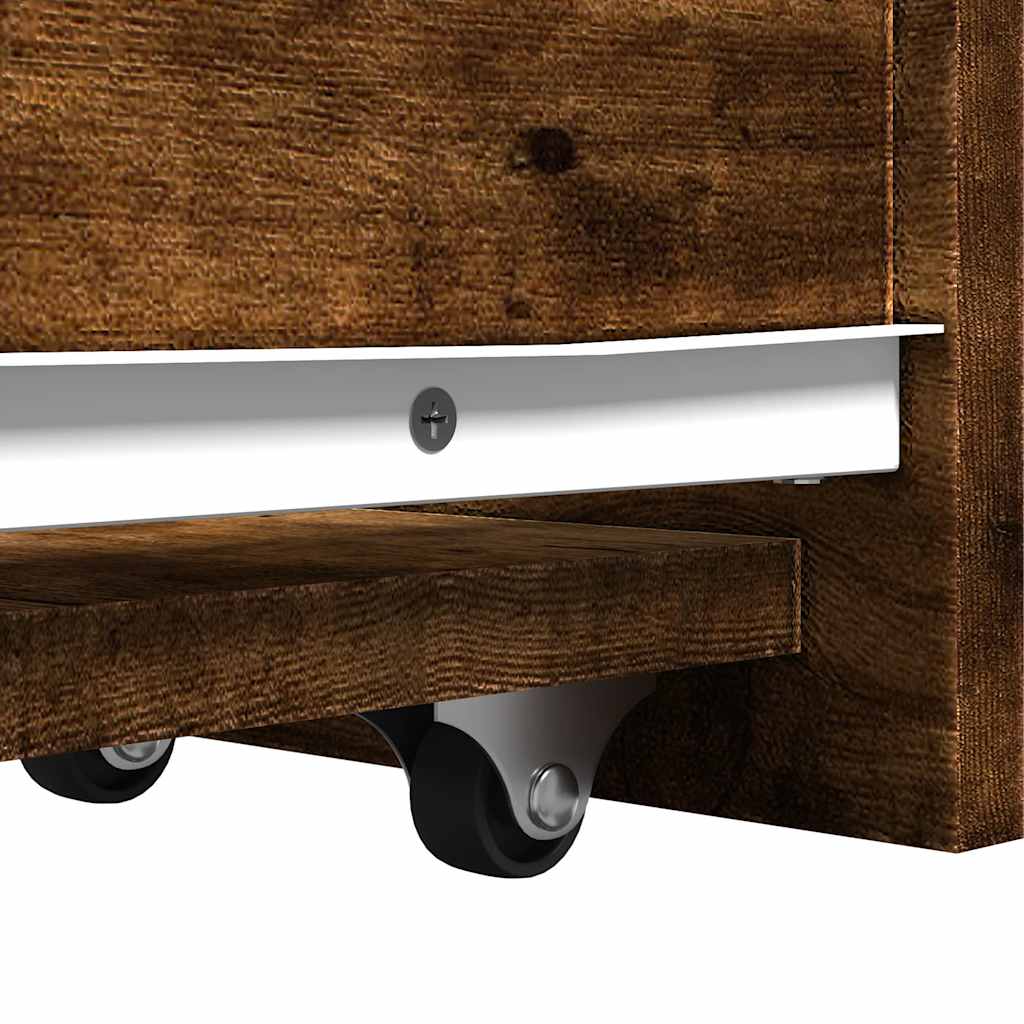 Ντουλάπι Μπάνιου Στενό με Ροδάκια Καπνιστή Δρυς Επεξ. Ξύλο