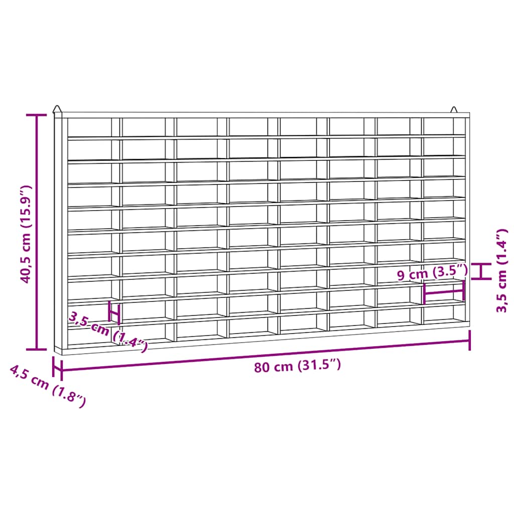 Ξύλινη Βιτρίνα Συλλεκτών με 80 Θέσεις 80x4,5x40,5 εκ.