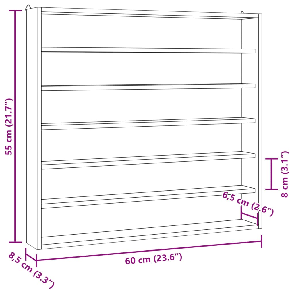 Ξύλινη συλλεκτική βιτρίνα με 6 ράφια 60x8,5x55 εκ.
