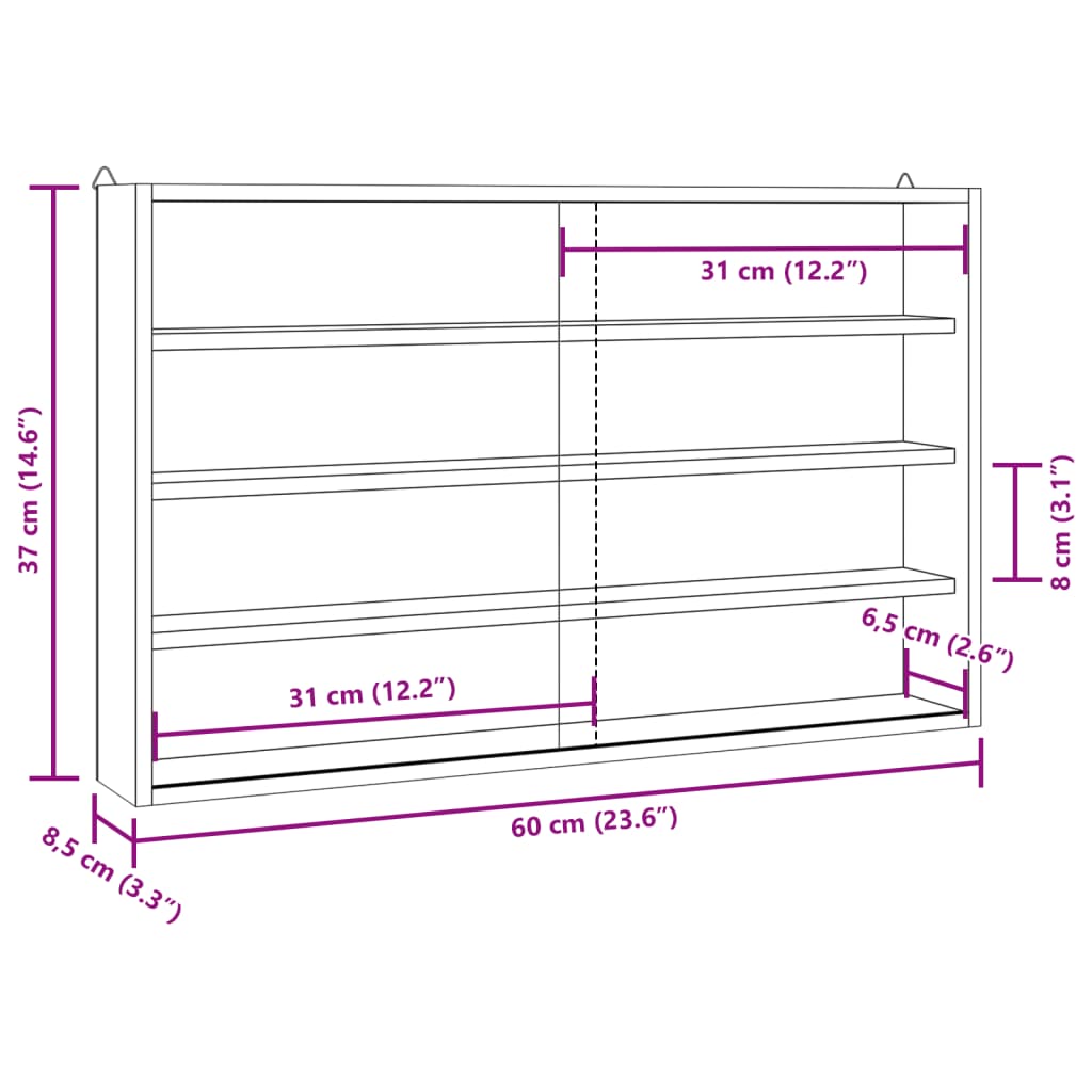 Ξύλινη Βιτρίνα Συλλεκτών με Πόρτες 60x8,5x37 εκ.