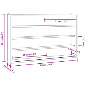 Ξύλινη Βιτρίνα Συλλεκτών με Πόρτες 60x8,5x37 εκ.