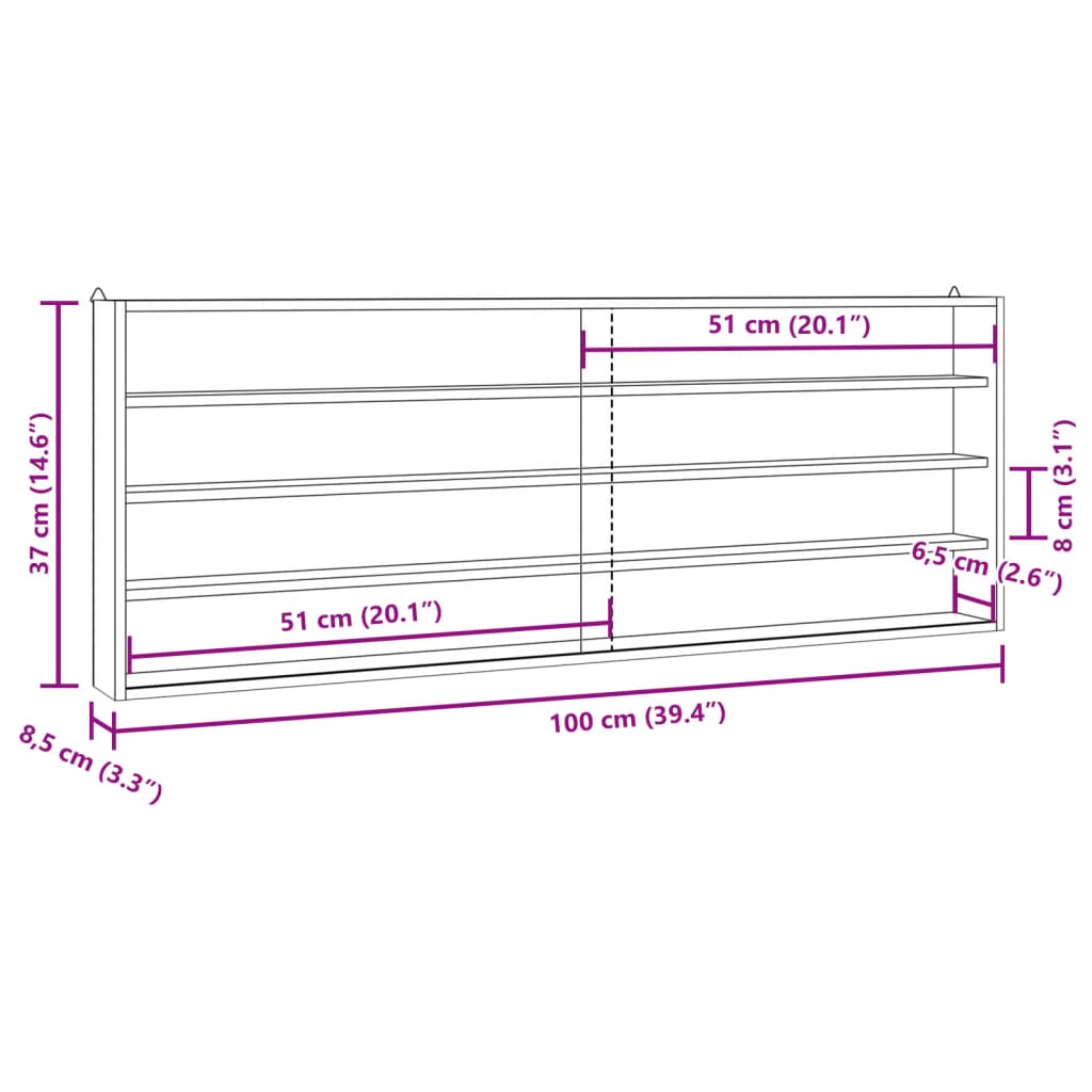Ξύλινη συλλεκτική βιτρίνα με πόρτες 100x8,5x37 εκ. - Pakobazaar