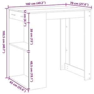 Τραπέζι Μπαρ Sonoma Δρυς 102x70x103,5 εκ. Επεξεργ. Ξύλο