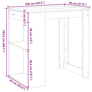 Τραπέζι Μπαρ Γκρι Sonoma 102x70x103,5 εκ. Επεξεργ. Ξύλο