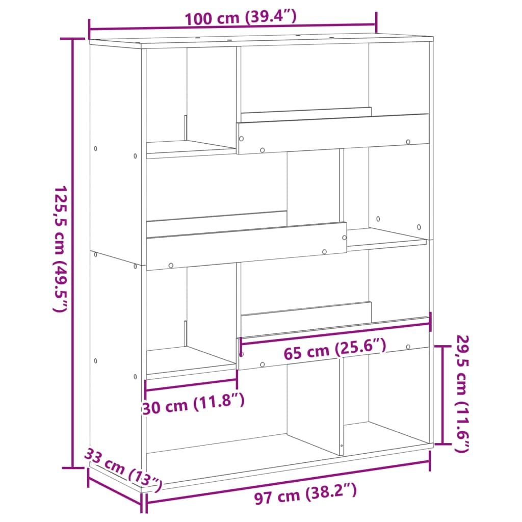 Βιβλιοθήκη Λευκή 100x33x125,5 εκ. από Επεξεργασμένο Ξύλο