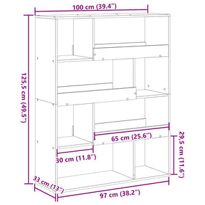 Βιβλιοθήκη Γκρι Σκυροδέματος 100x33x125,5 εκ. Επεξεργ. Ξύλο