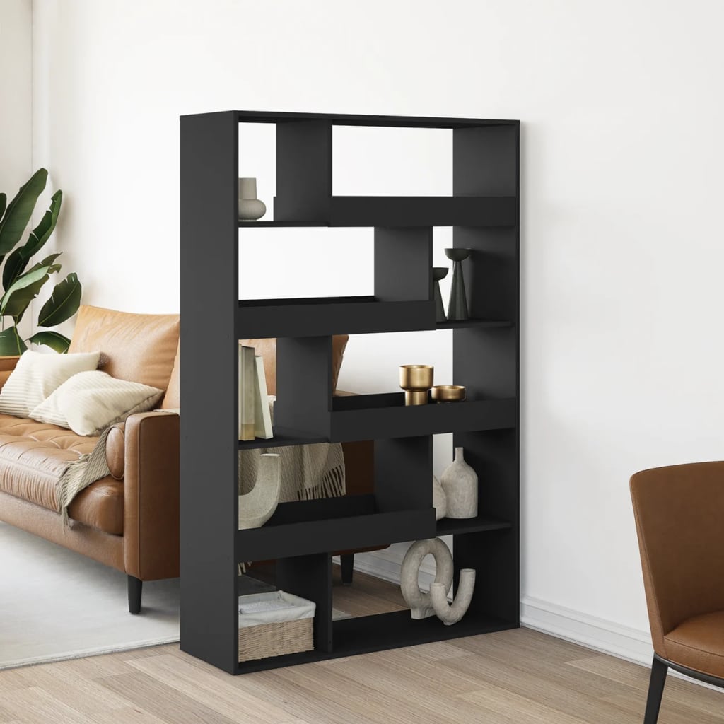 Βιβλιοθήκη Μαύρη 100x33x156,5 εκ. από Επεξεργασμένο Ξύλο