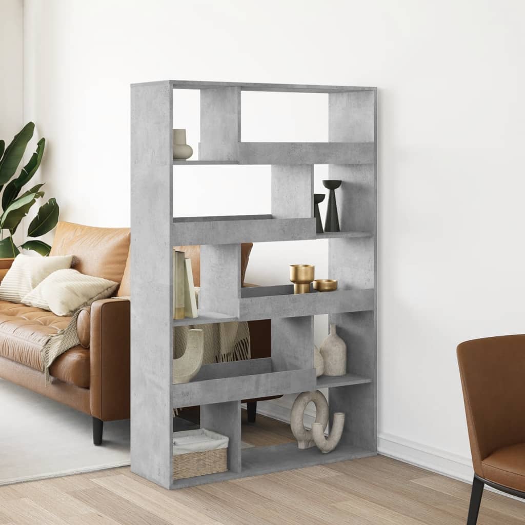 Βιβλιοθήκη Γκρι Σκυροδέματος 100x33x156,5 εκ. Επεξεργ. Ξύλο