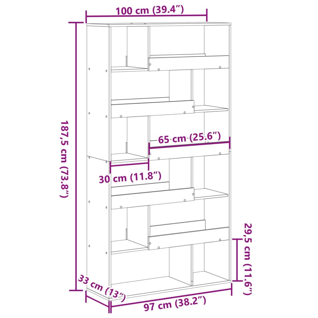 Βιβλιοθήκη Λευκή 100x33x187,5 εκ. Επεξ. Ξύλο - Pakobazaar