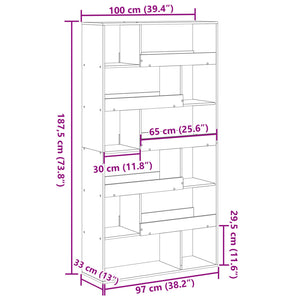 Βιβλιοθήκη Γκρι Sonoma 100x33x187,5 εκ. από Επεξεργ. Ξύλο