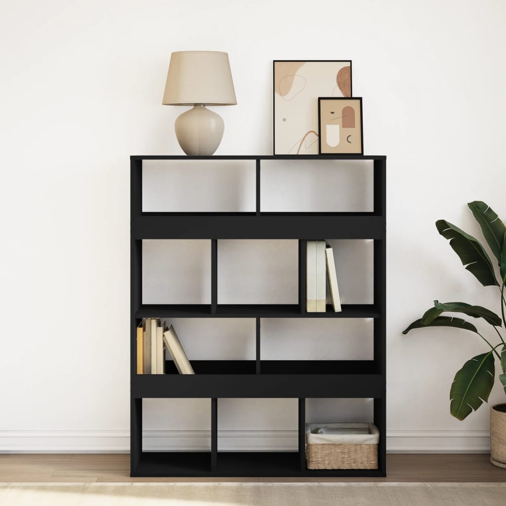 Βιβλιοθήκη Μαύρη 100x33x125,5 εκ. από Επεξεργασμένο Ξύλο