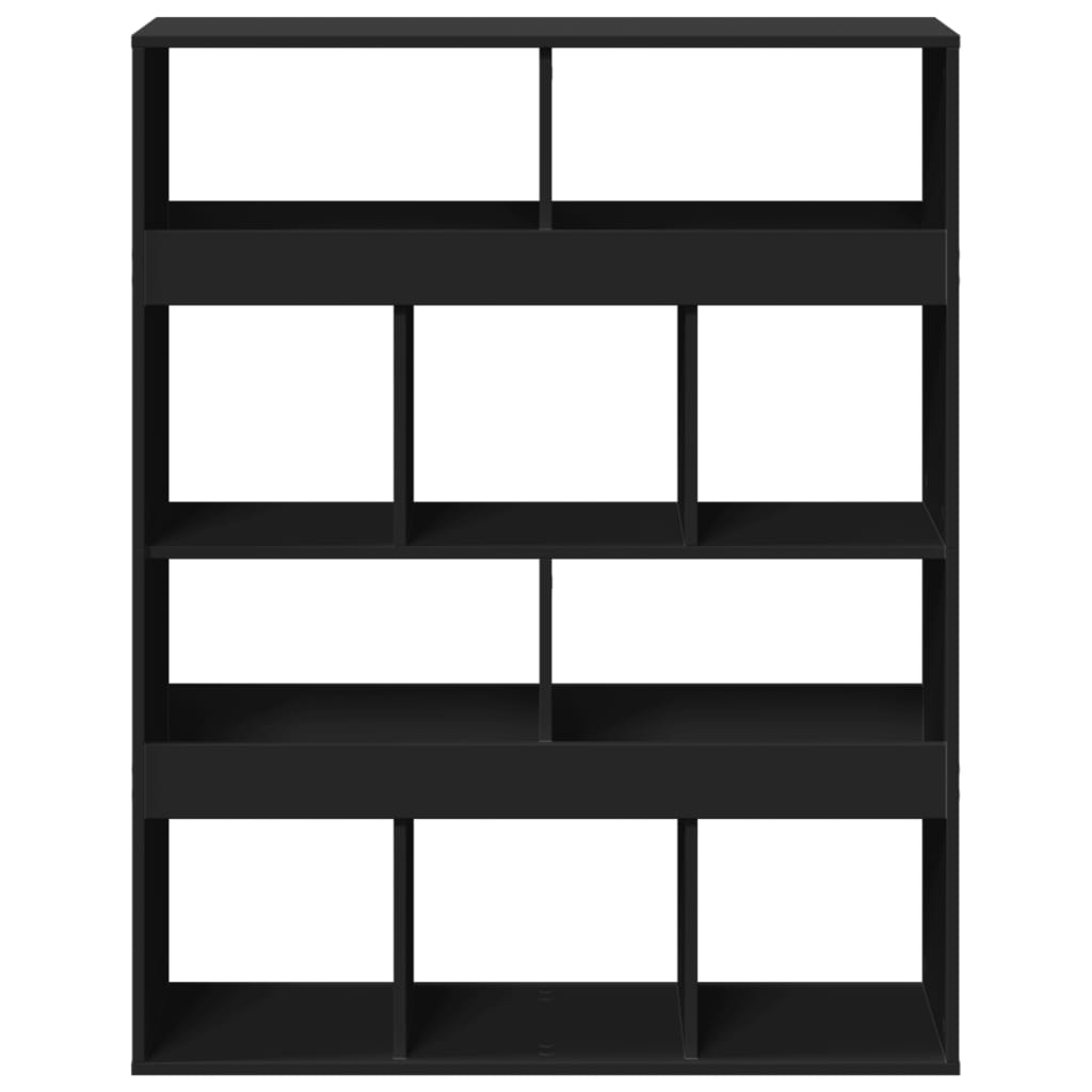 Βιβλιοθήκη Μαύρη 100x33x125,5 εκ. από Επεξεργασμένο Ξύλο