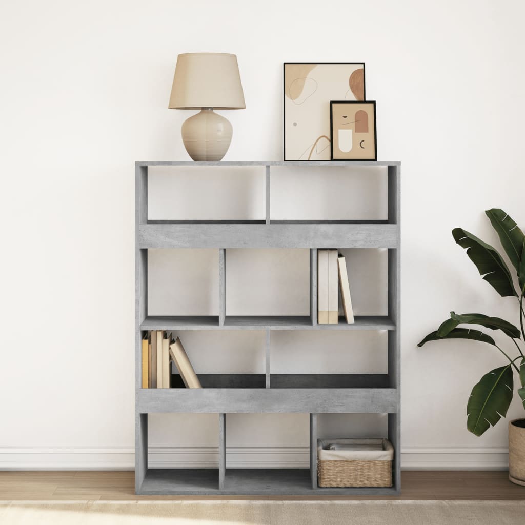 Βιβλιοθήκη Γκρι Σκυροδέματος 100x33x125,5 εκ. Επεξεργ. Ξύλο - Pakobazaar