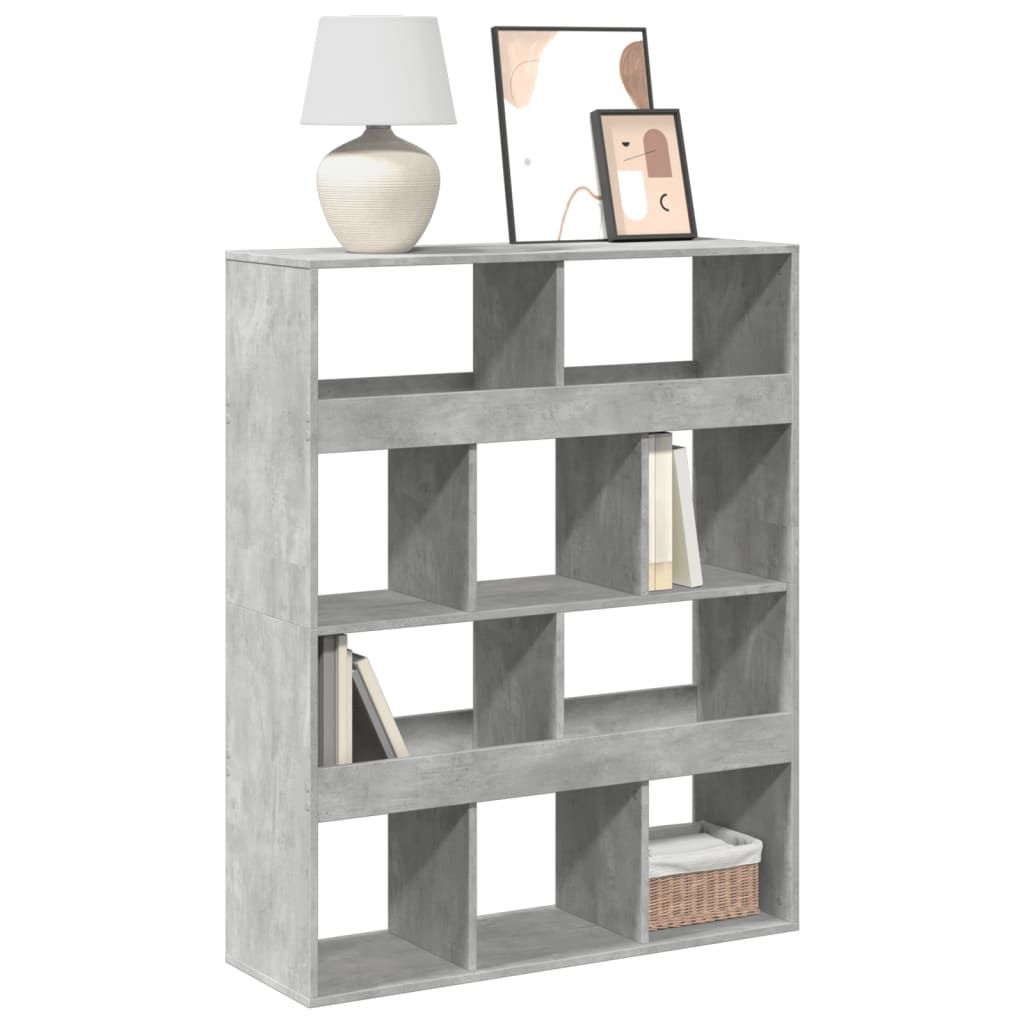 Βιβλιοθήκη Γκρι Σκυροδέματος 100x33x125,5 εκ. Επεξεργ. Ξύλο - Pakobazaar