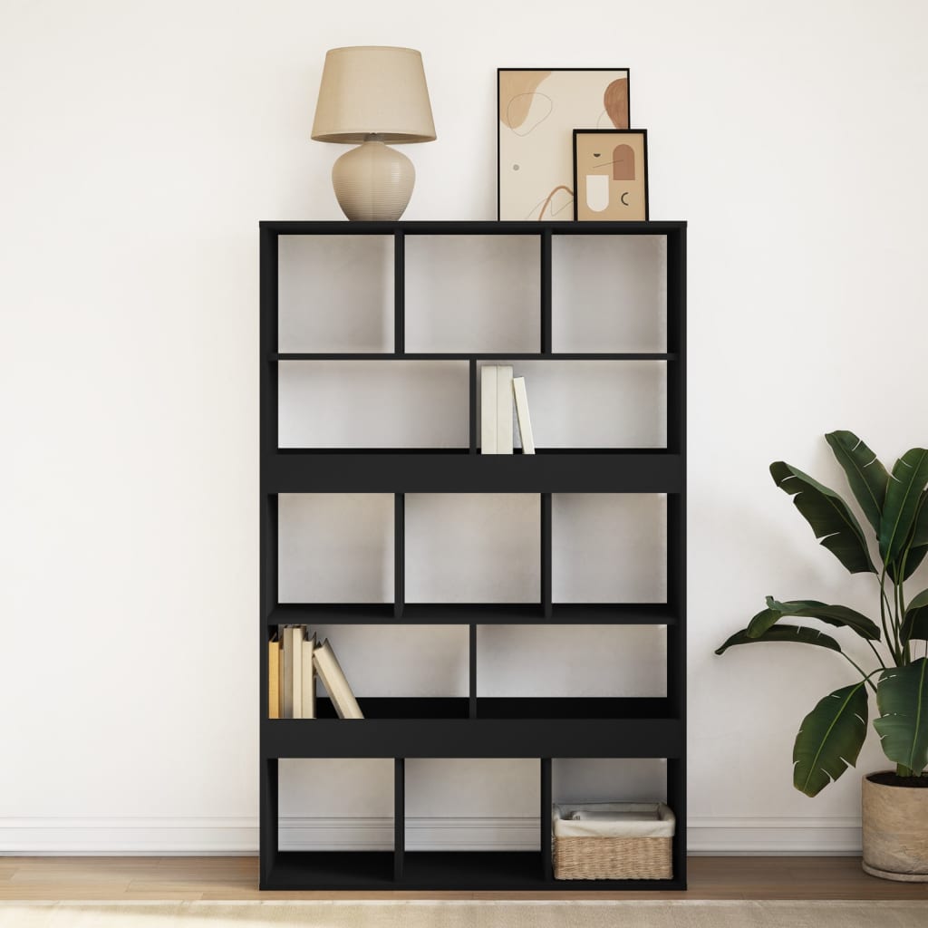 Βιβλιοθήκη Μαύρη 100x33x156,5 εκ. από Επεξεργασμένο Ξύλο