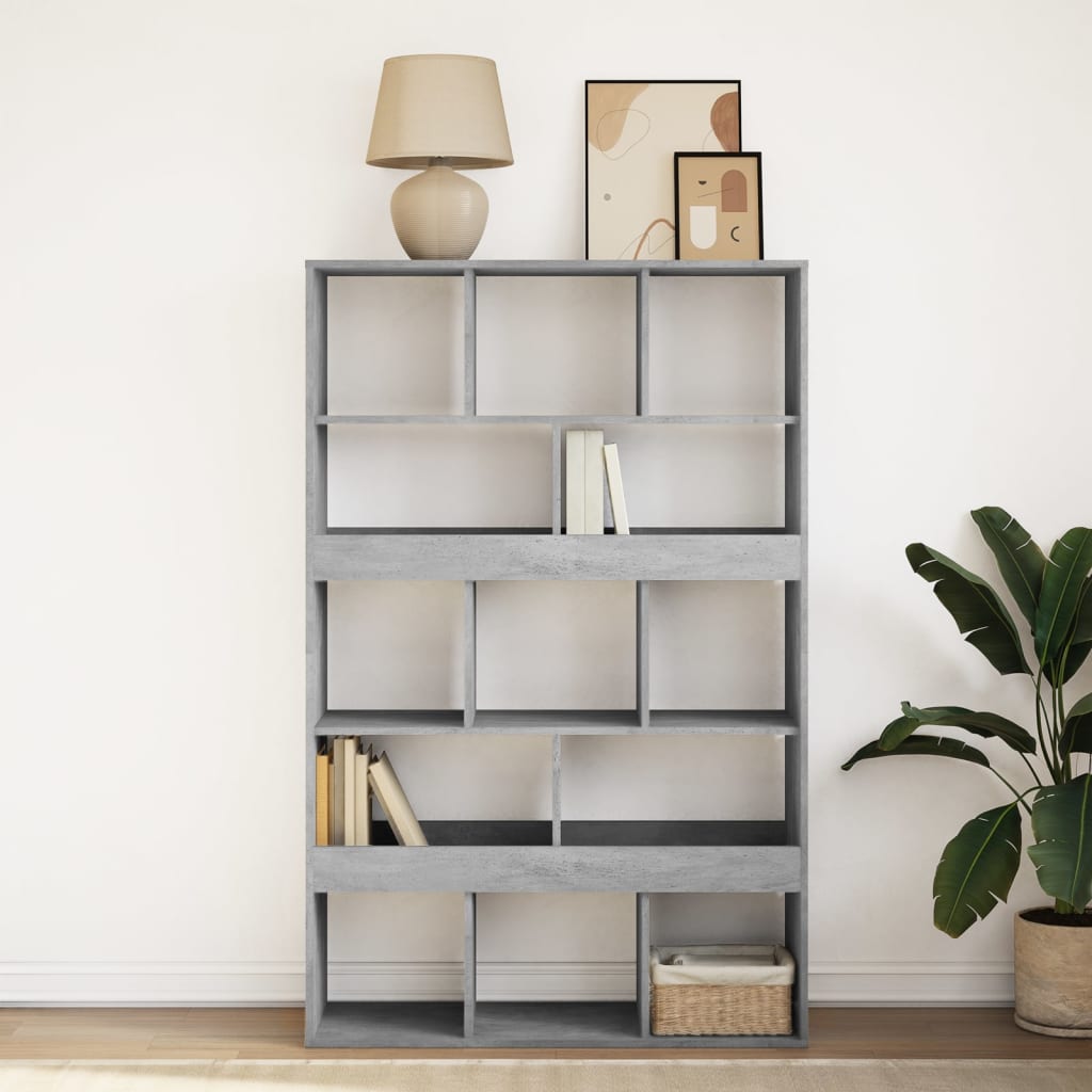 Βιβλιοθήκη Γκρι Σκυροδέματος 100x33x156,5εκ. Επεξεργ. Ξύλο