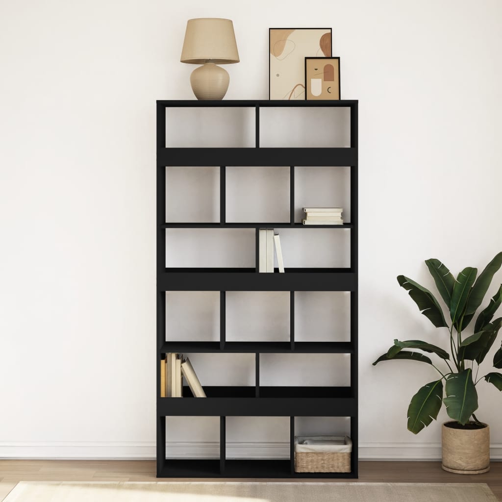Βιβλιοθήκη Μαύρη 100x33x187,5 εκ. Επεξ. Ξύλο - Pakobazaar