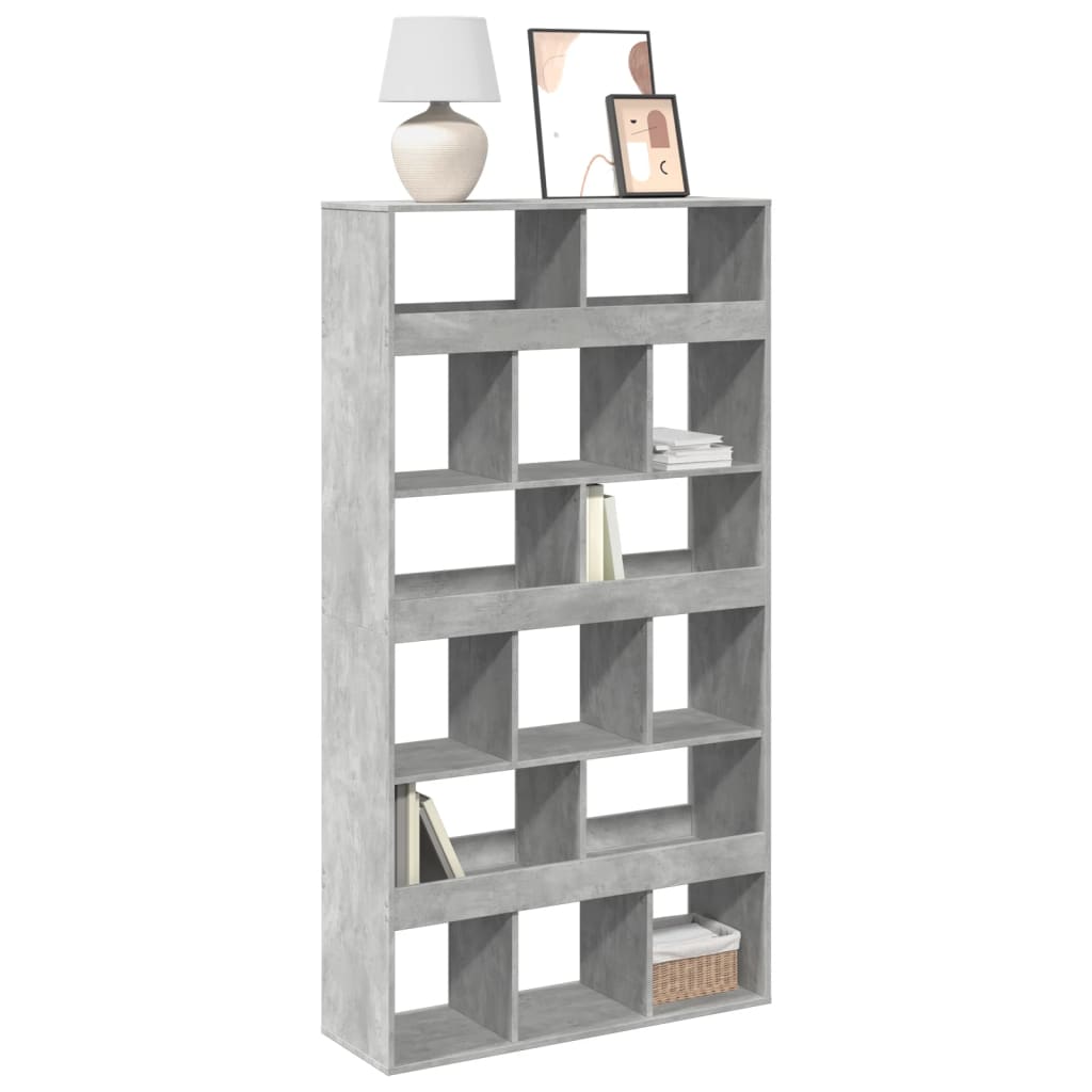 Βιβλιοθήκη Γκρι Σκυροδέματος 100x33x187,5 εκ. Επεξεργ. Ξύλο - Pakobazaar