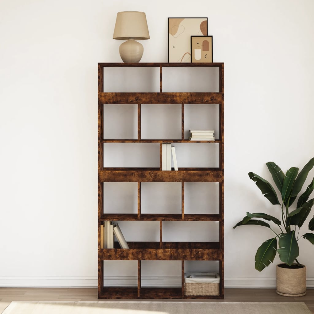 Βιβλιοθήκη Καπνιστή Δρυς 100x33x187,5εκ. από Επεξεργασμένο Ξύλο