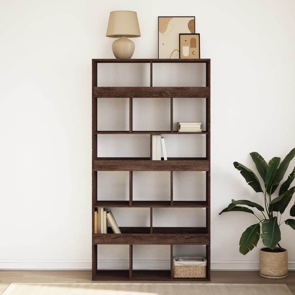 Βιβλιοθήκη Καφέ Δρυς 100x33x187,5 εκ. από Επεξεργασμένο Ξύλο