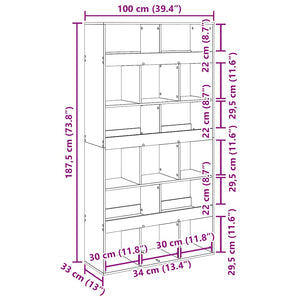 Βιβλιοθήκη Αρτισιανή Δρυς 100x33x187,5εκ από Επεξεργασμένο Ξύλο - Pakobazaar