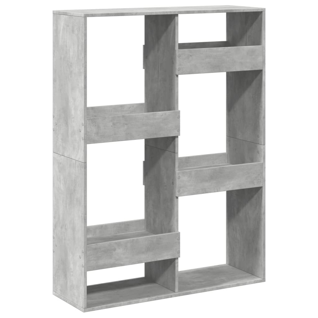 Βιβλιοθήκη Γκρι Σκυροδέματος 100x33x135 εκ. Επεξεργ. Ξύλο