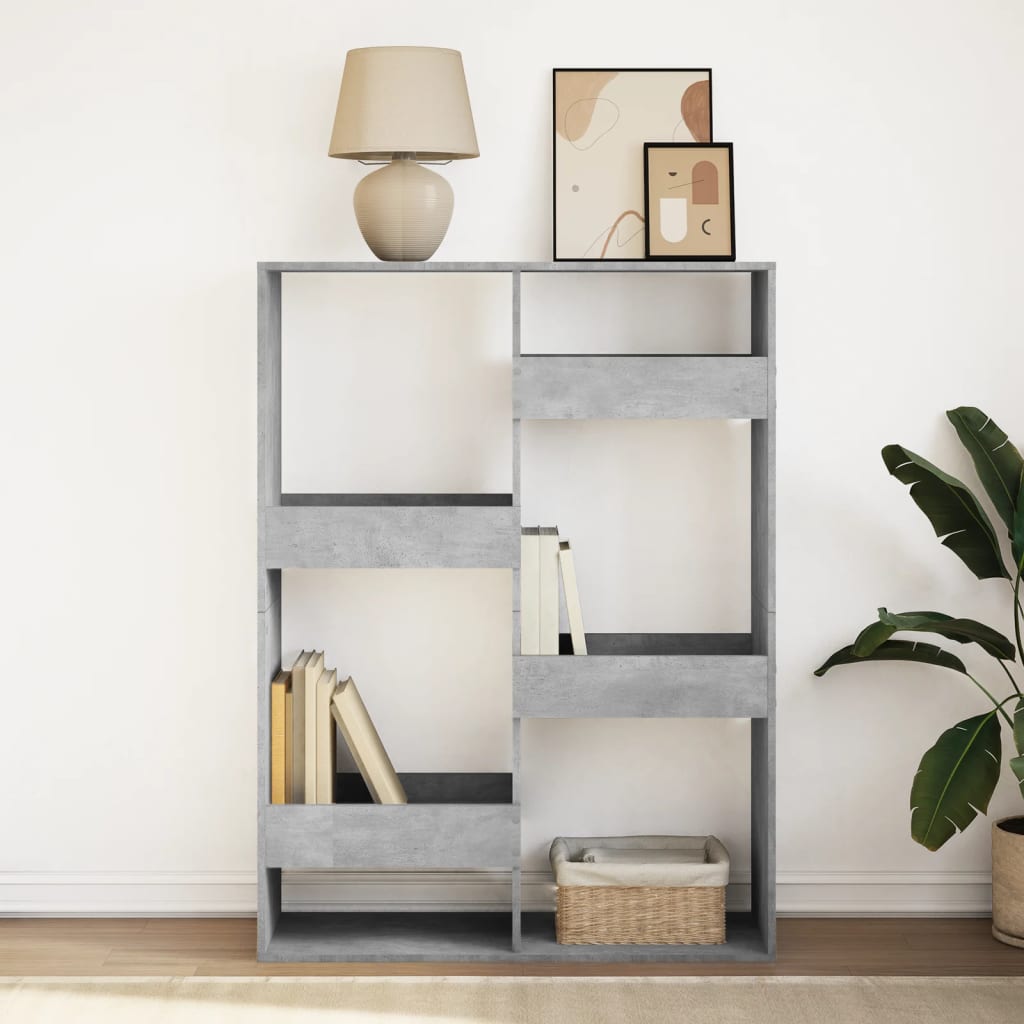Βιβλιοθήκη Γκρι Σκυροδέματος 100x33x135 εκ. Επεξεργ. Ξύλο
