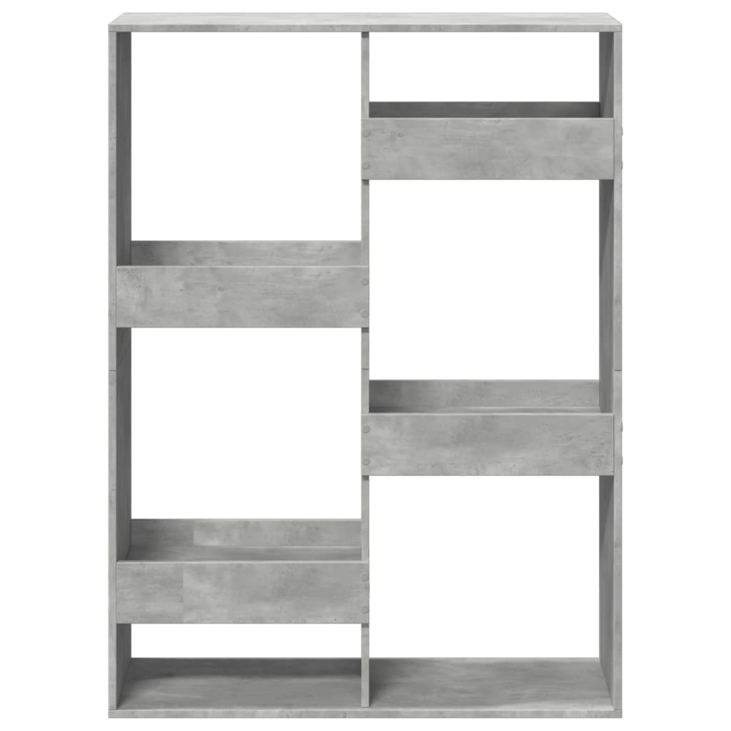 Βιβλιοθήκη Γκρι Σκυροδέματος 100x33x135 εκ. Επεξεργ. Ξύλο