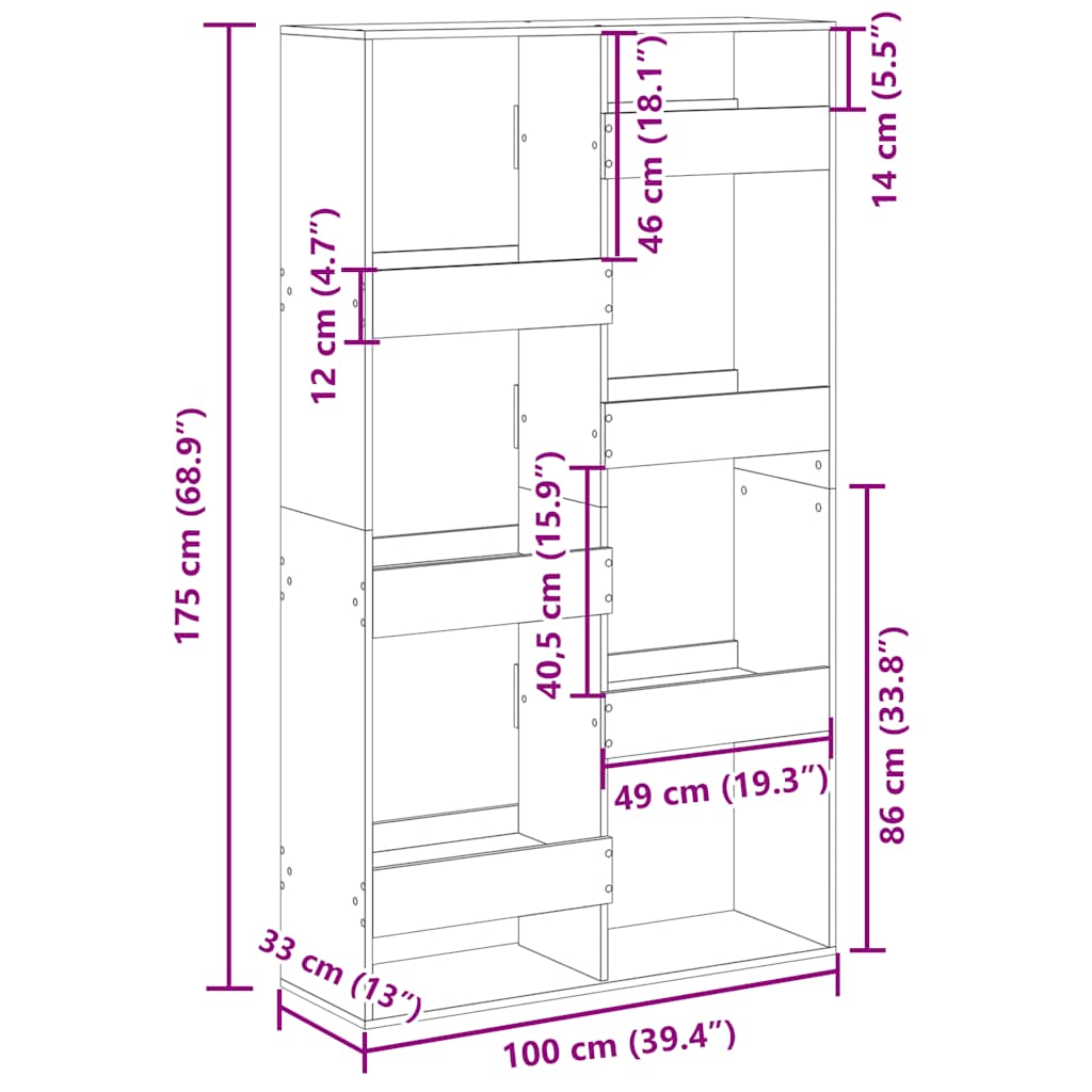 Βιβλιοθήκη Sonoma Δρυς 100x33x175 εκ. από Επεξεργασμένο Ξύλο