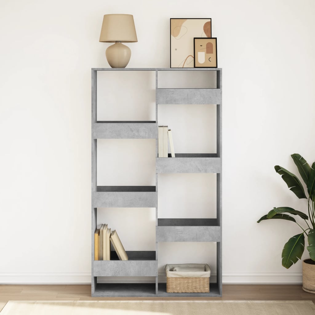 Βιβλιοθήκη Γκρι Σκυροδέματος 100x33x175 εκ. Επεξεργ. Ξύλο