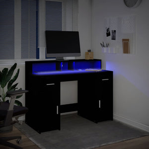 Γραφείο με LED Μαύρο 120x55x91 εκ. από Επεξεργασμένο Ξύλο - Pakobazaar